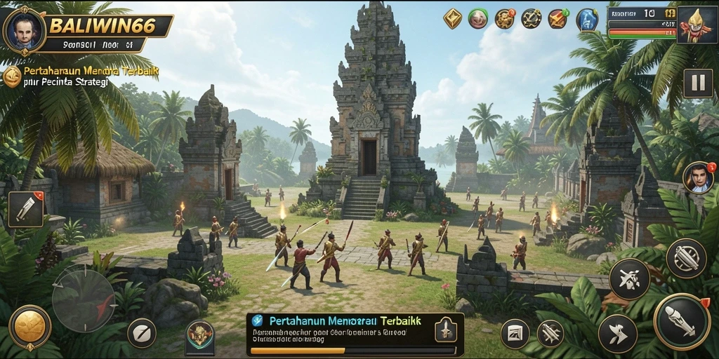 Tampilan screenshot BALIWIN66 yang menunjukkan aksi menara dalam pertahanan.