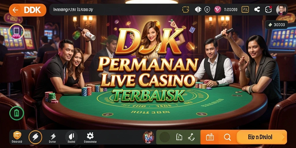 Tampilan permainan DKK yang menarik dengan dealer langsung dan suasana kasino.
