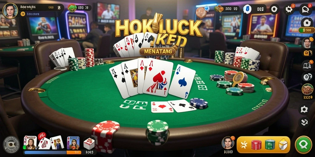 Tampilan gameplay seru di HOKILUCK dengan pemain penuh semangat.