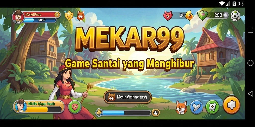 Tampilan gameplay MEKAR99 yang ceria dan penuh warna.