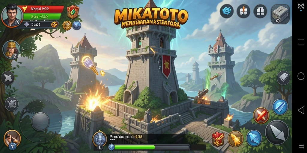 Gameplay MIKATOTO menampilkan pertahanan menara yang strategis dan seru.
