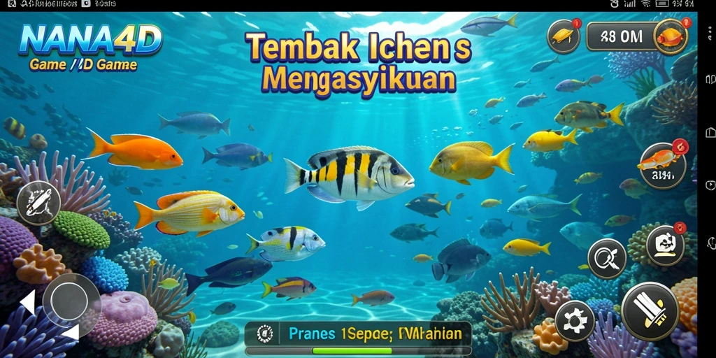 Tampilan gameplay seru dalam NANA4D menembak ikan.