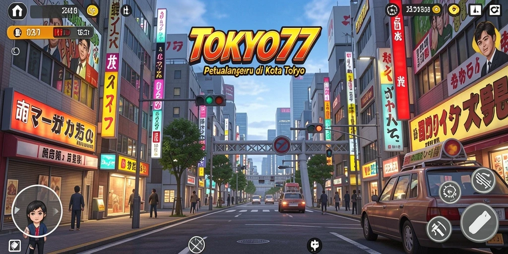 Tampilan gameplay seru di dunia TOKYO77 yang menantang.