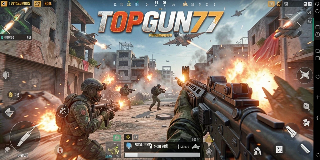 Screenshot dari gameplay intens dan mendebarkan di <strong>TOPGUN77</strong>.
