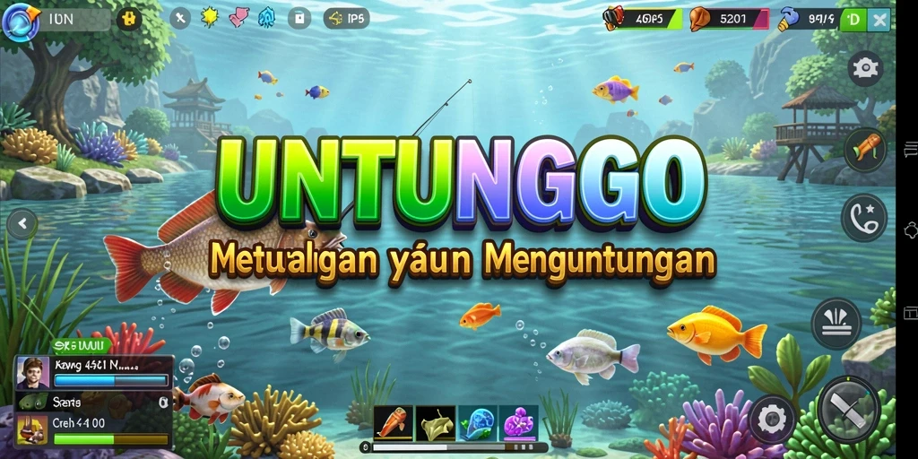 Tangkapan ikan besar dalam gameplay UNTUNGGO yang realistis.